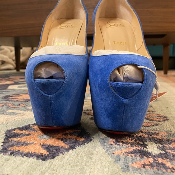 💎 EUC! Christian Louboutin Highness 160 Veau Velours Blue - Picture 5 of 9